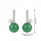 Elegant Green Jade Drop Earrings with Fortune Charms