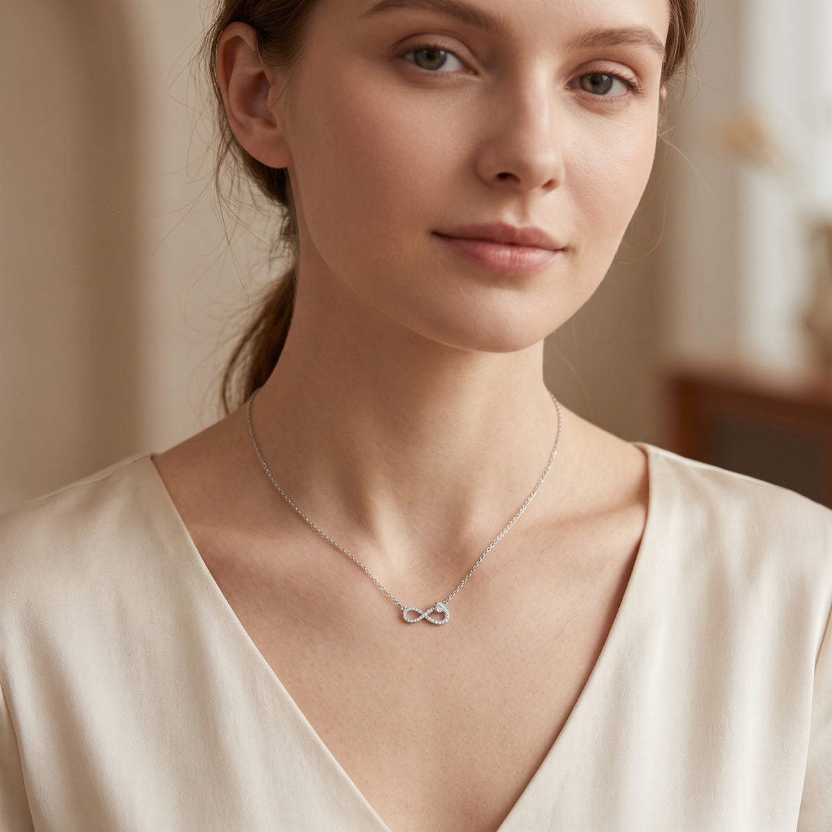 Sterling Silver Infinity Moissanite Necklace