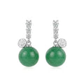 Elegant Green Jade Drop Earrings with Fortune Charms