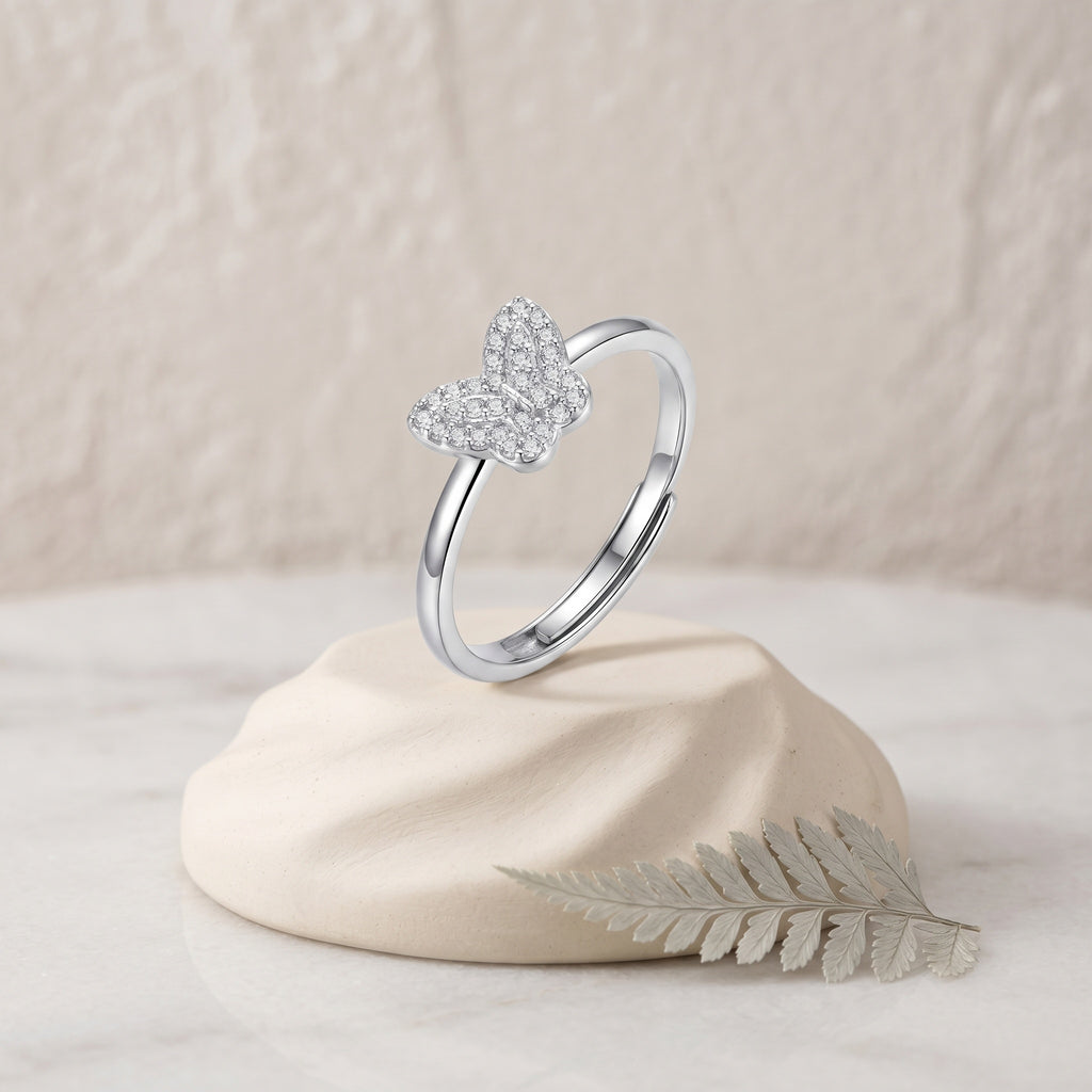 Sterling Silver Adjustable Butterfly Ring