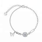 Sterling Silver Butterfly Moissanite Halo Mixed Chain Bracelet