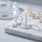 Sterling Silver Moissanite Flower Huggie Drop Earrings
