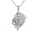 Sterling Silver Dolphin Moissanite Necklace