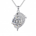 Sterling Silver Dolphin Moissanite Necklace