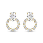 Elegant Oval CZ Halo Drop Stud Earrings