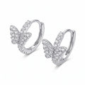 Sterling Silver Butterfly Moissanite Huggie Hoops