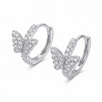Sterling Silver Butterfly Moissanite Huggie Hoops