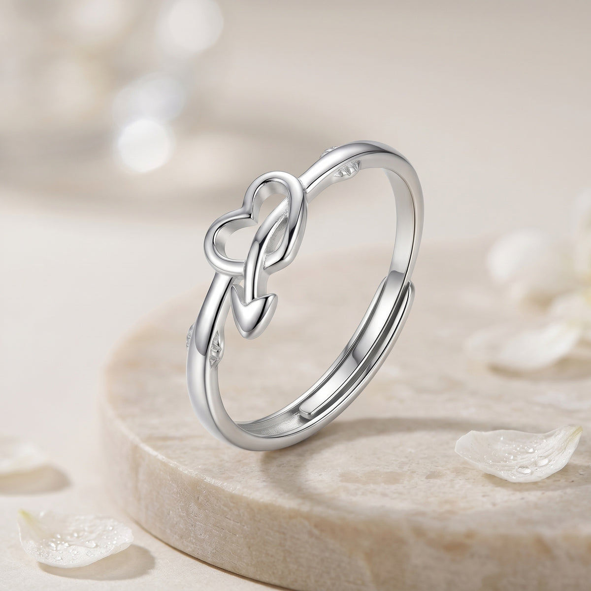 Sterling Silver Heart and Cupid Arrow Ring
