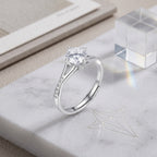 Sterling Silver Adjustable Cubic Zirconia Solitaire Ring
