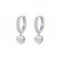 Elegant Hoop Earring with CZ-Encrusted Heart Pendant