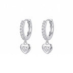 Elegant Hoop Earring with CZ-Encrusted Heart Pendant