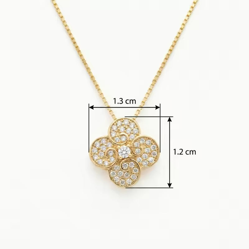Elegant CZ Clover Pendant Necklace