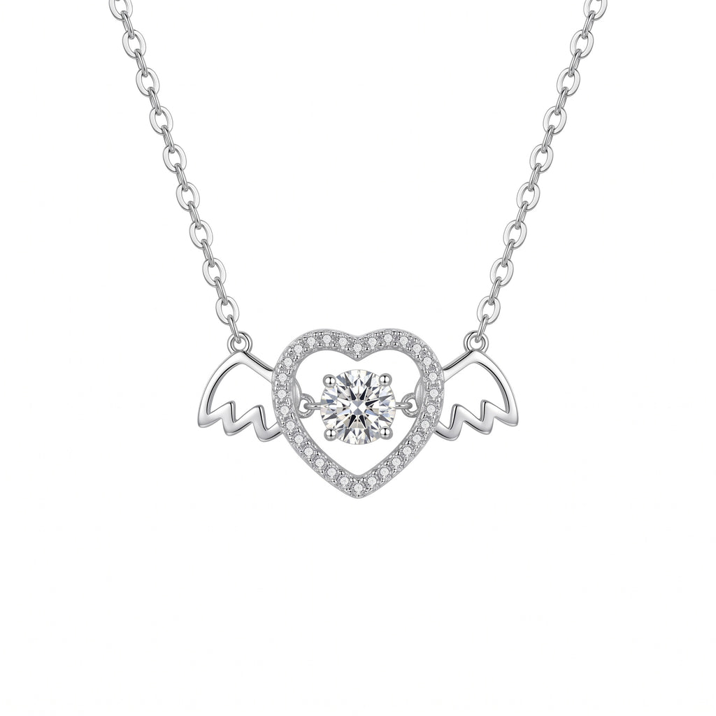 Sterling Silver Angel Wing Heart Necklace