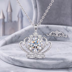 Sterling Silver Moissanite Crown Pendant Necklace