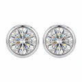 Sterling Silver Round Moissanite Bezel Stud Earrings