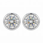 Sterling Silver Round Moissanite Bezel Stud Earrings