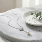 Pave Diamond Paisley Pearl Y-Necklace – Silver-Tone Pendant