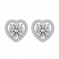 Sterling Silver Heart Moissanite Halo Stud Earrings
