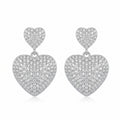 Sterling Silver Double Heart Moissanite Drop Earrings