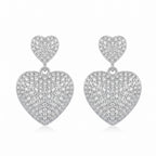 Sterling Silver Double Heart Moissanite Drop Earrings