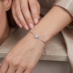 Sterling Silver Moissanite Halo Bracelet