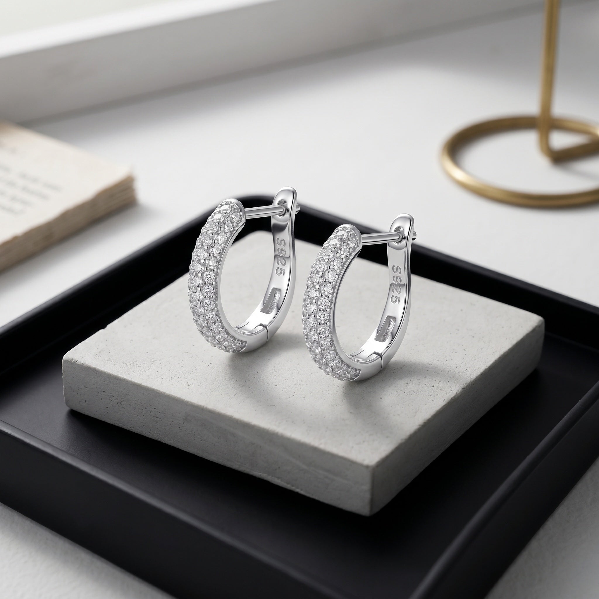 Elegant Pave CZ Hoop Earring